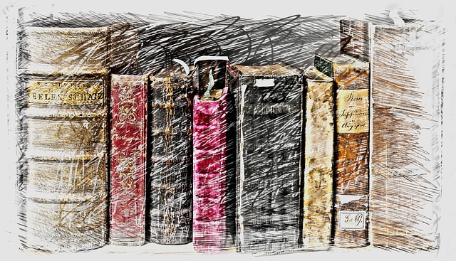 old books drawing